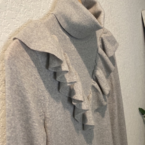 J. Crew Gray Merino Wool Tippi Turtleneck Sweater with Ruffle Detail - XS - Picture 6 of 8